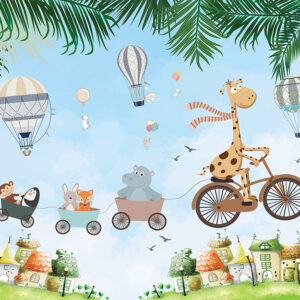 Children,Drawing,Animals,On,A,Bicycle,In,The,Clouds,For