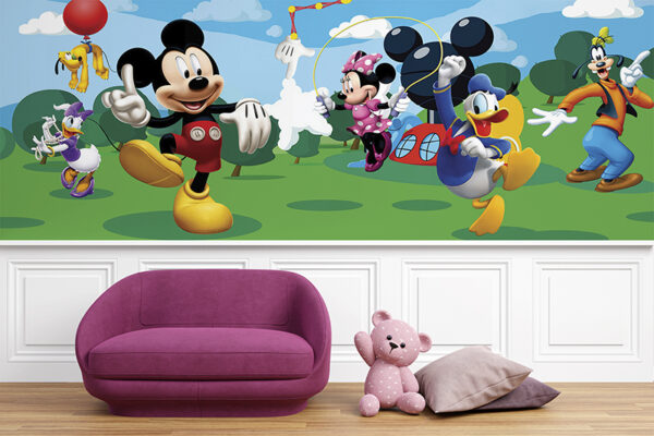 Kids playroom wall mockup, 3d rendered illustration with customi