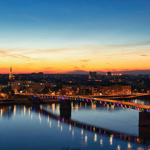 View,At,Rainbow,Bridge,In,Novi,Sad,,Serbia,At,Night