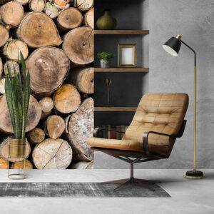 Loft living room interior psd mockup