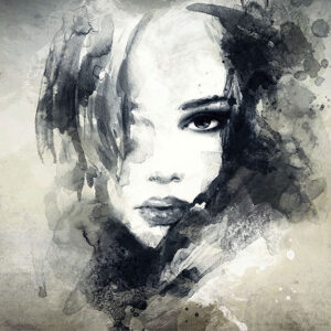 Woman,Face.,Hand,Painted,Fashion,Illustration