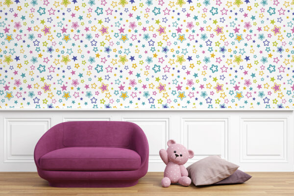 Kids playroom wall mockup, 3d rendered illustration with customi