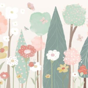 Watercolor,Wildflowers,,Blossom,Flowers,,Soft,Colors,,Wallpaper,Mural,,Illustration,,Wall