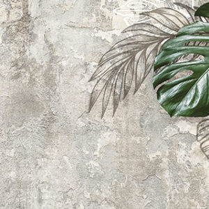 Tropical,Leaves,On,Beige,Old,Concrete,Wall,Background.,Material,For