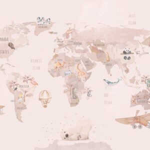 Cute,World,Map.,Cute,Animals.wall,Wallpaper