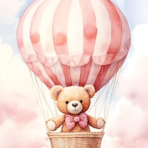 there is a teddy bear that is sitting in a basket. generative ai.